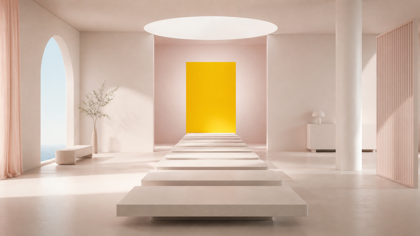 A light table becomes a ten-section path leading to a yellow threshold