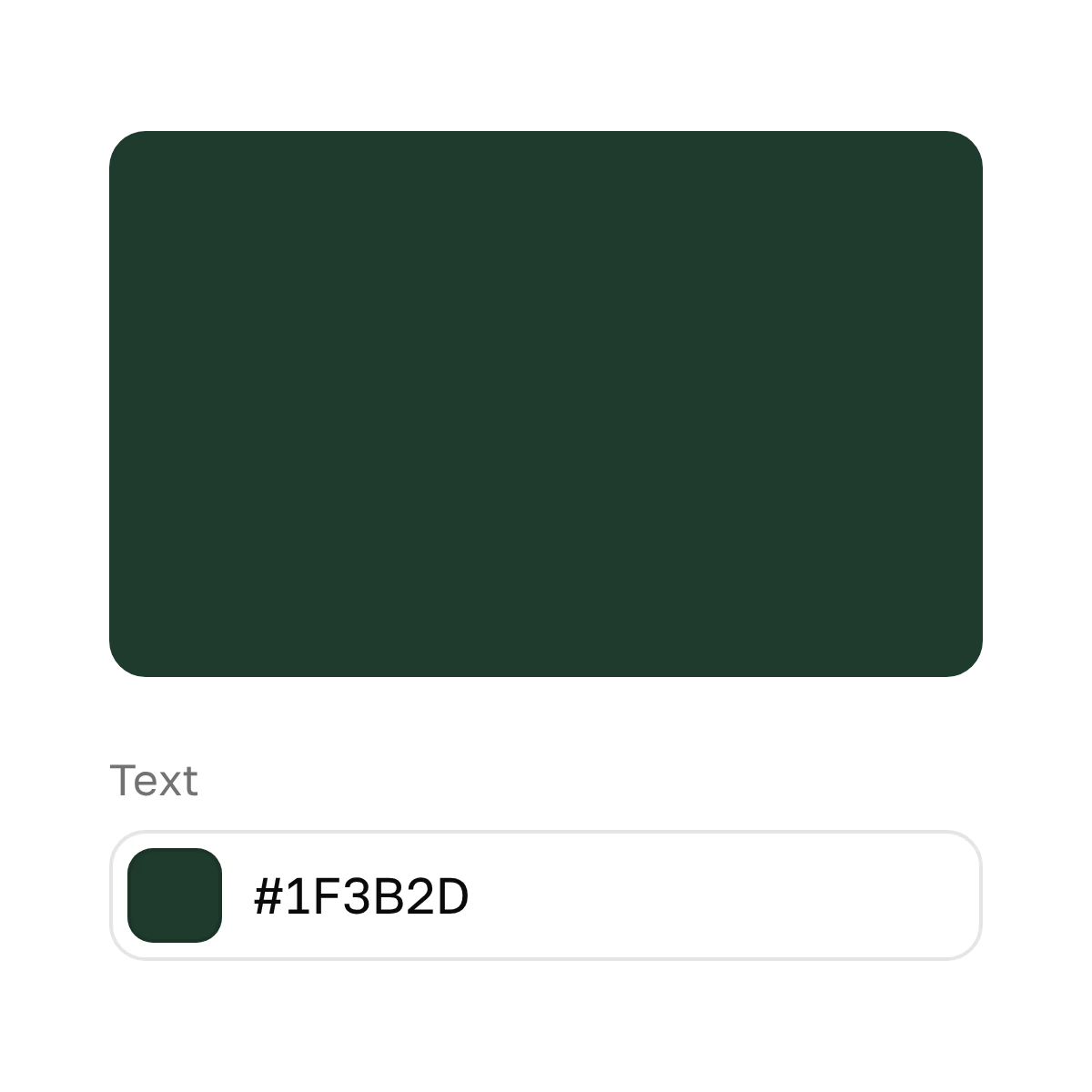 Text color field: a dark green swatch with the code #1F3B2D